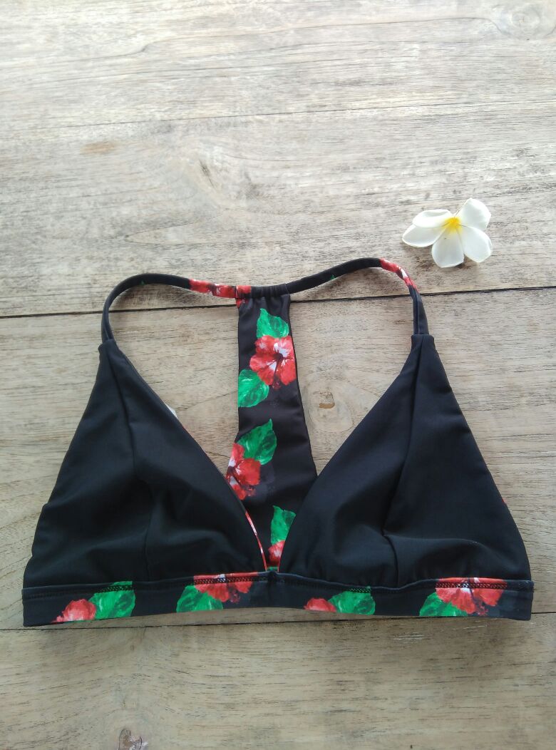 TIKIYOGI® Bali Hibiscus Reversible Back Racer Bikini Top