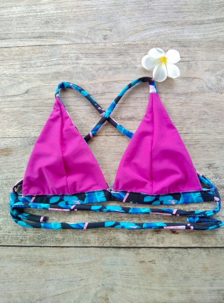 TIKIYOGI® Flora Flamingo Reversible Bikini Top