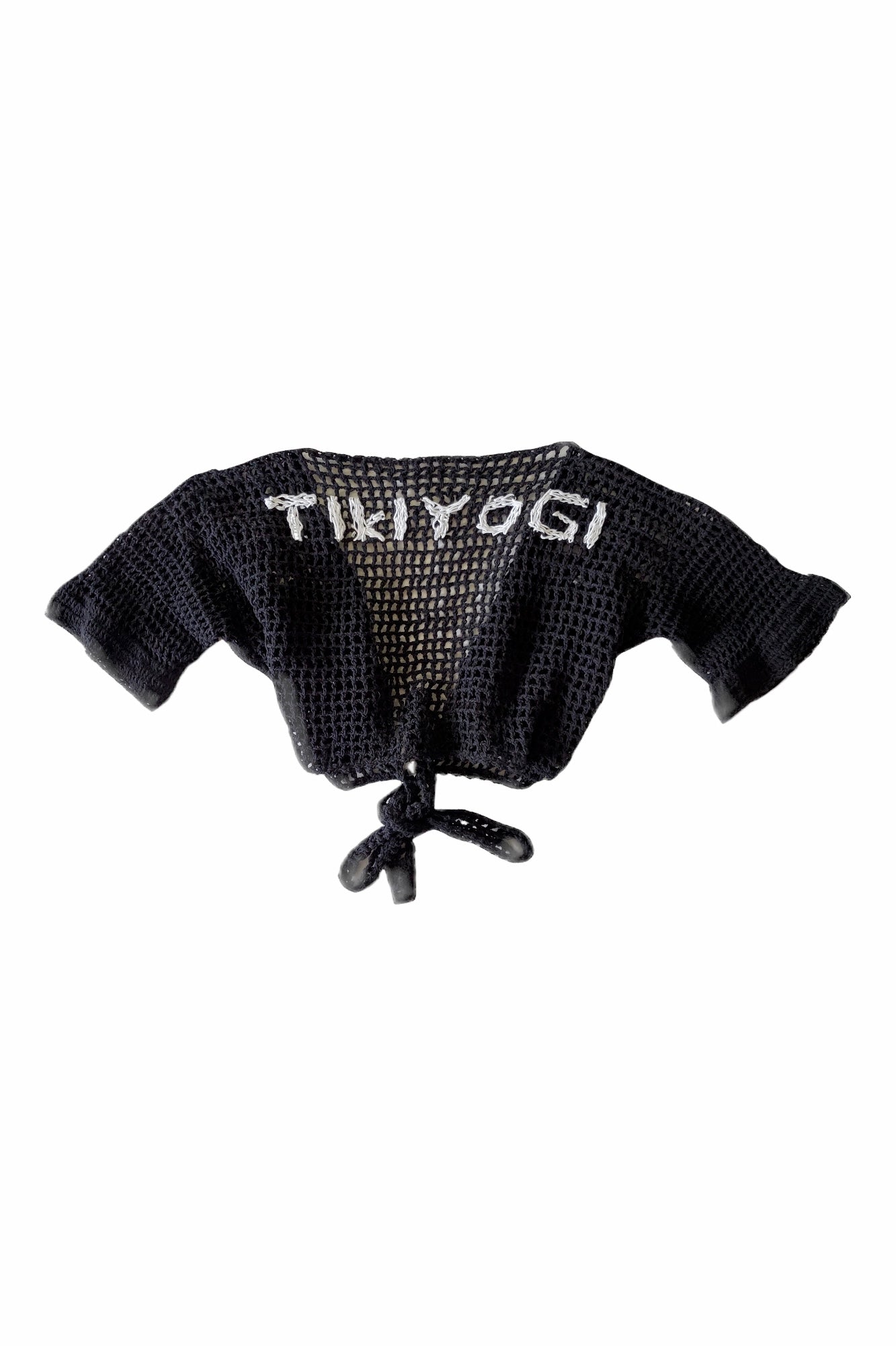 TIKIYOGI Iconic Flower Black Crochet Bolero, Handmade.