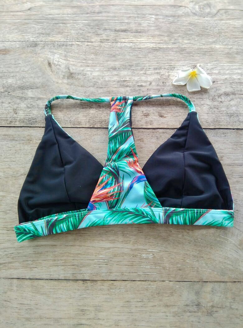 TIKIYOGI® Flora Reversible Back Racer Bikini Top