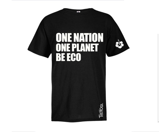 TIKIYOGI® One Nation. One Planet. Be Eco. Black Men's Organic T