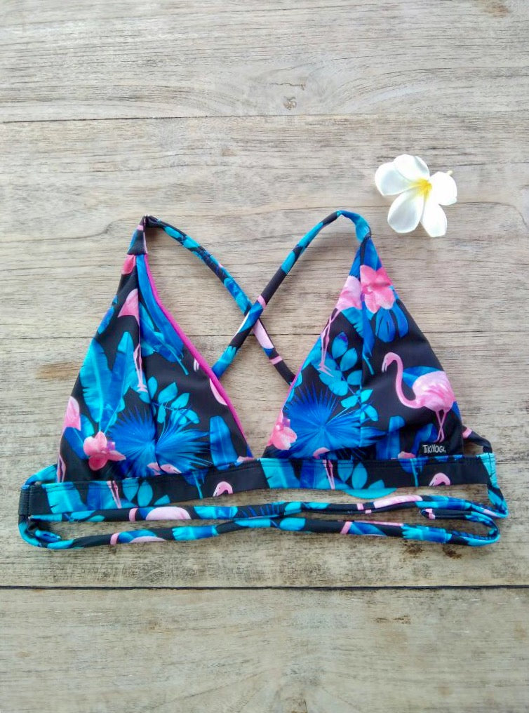 TIKIYOGI® Flora Flamingo Reversible Bikini Top