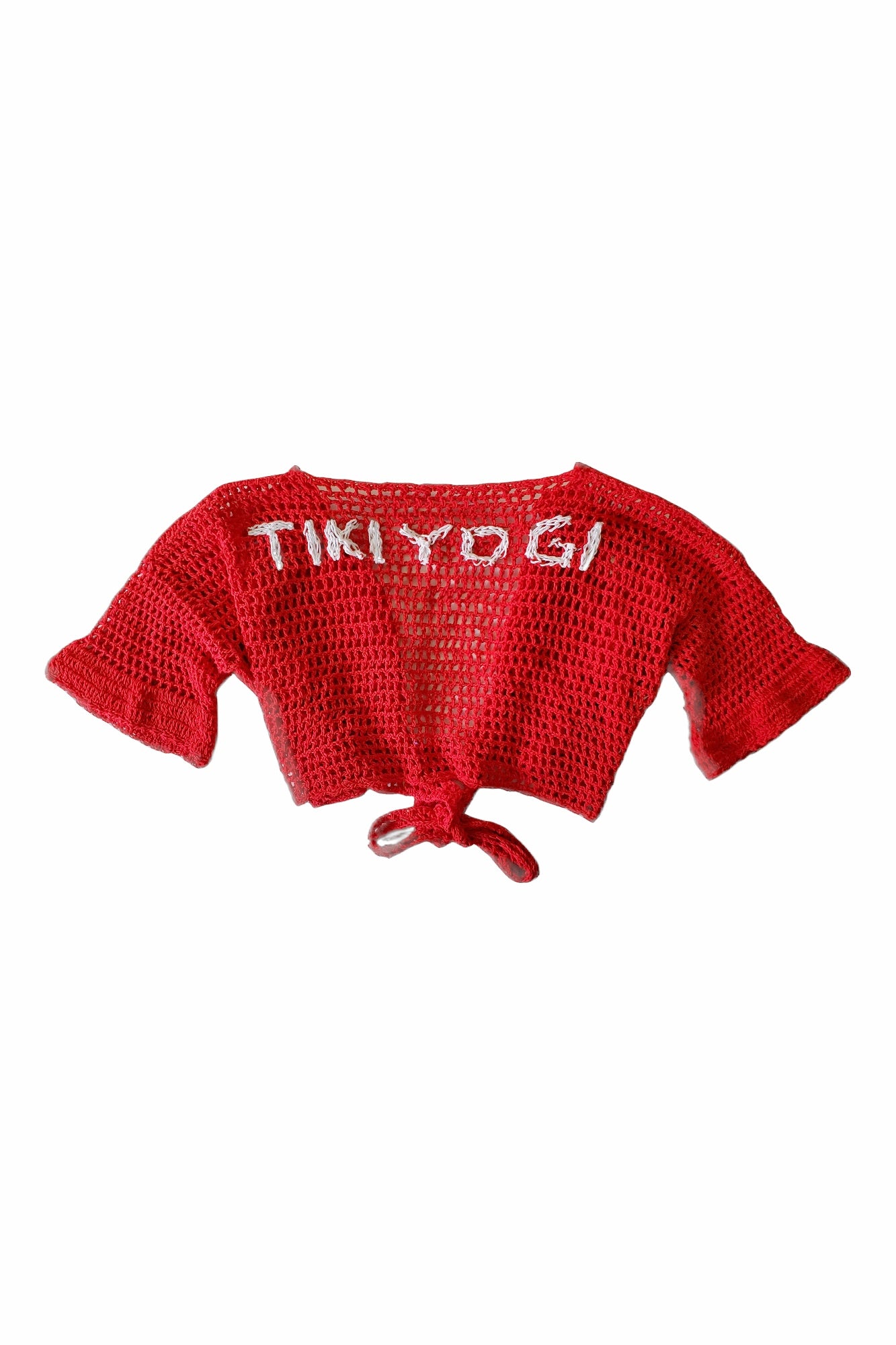 TIKIYOGI Iconic Flower Red Crochet Bolero, Handmade.