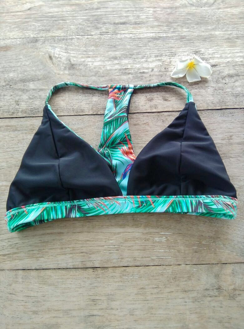 TIKIYOGI® Flora Reversible Back Racer Bikini Top