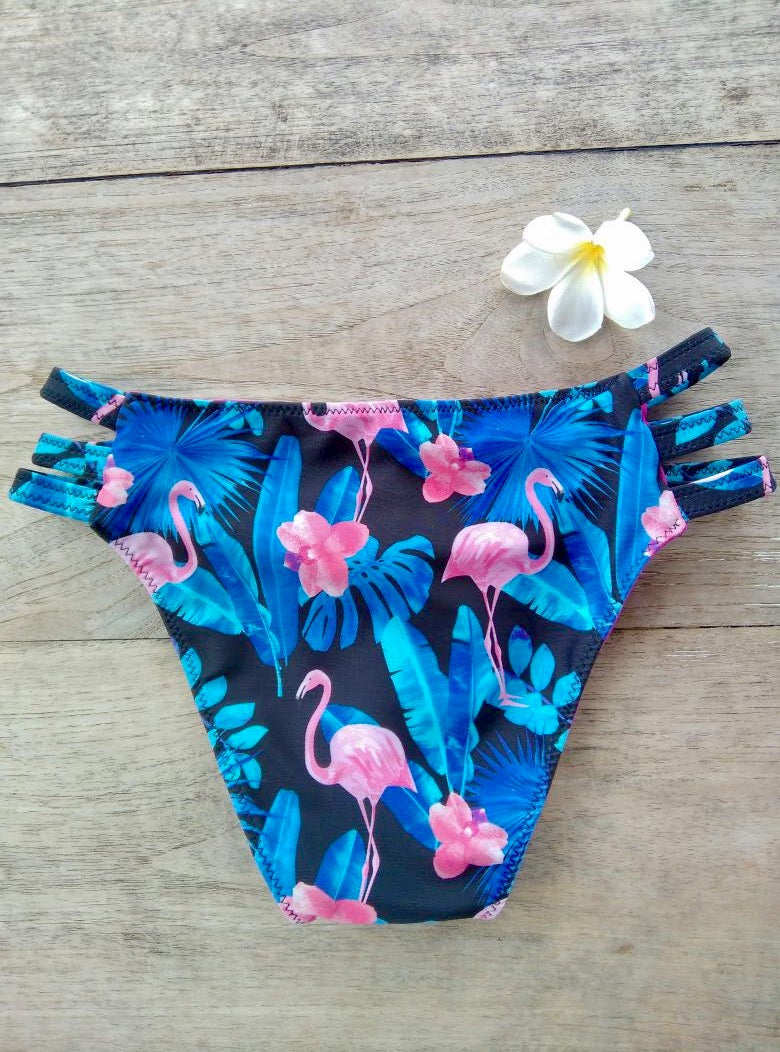 TIKIYOGI® Flora Flamingo Three Straps Reversible Bikini Brief