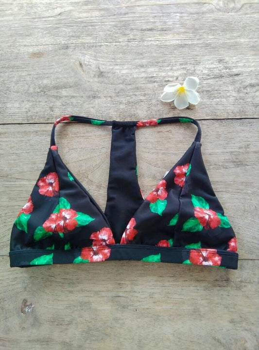 TIKIYOGI® Bali Hibiscus Reversible Back Racer Bikini Top